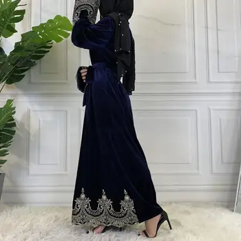 Ženy V Moslimských Zimné Maxi Šaty Voľné Velvet Dlhé Rukávy O Krk Islamské Oblečenie Dubaj Turecko Arabčina Abaya Šaty Skromnosť Americké