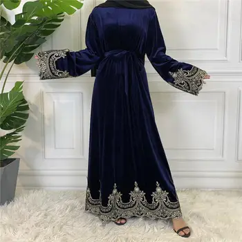 Ženy V Moslimských Zimné Maxi Šaty Voľné Velvet Dlhé Rukávy O Krk Islamské Oblečenie Dubaj Turecko Arabčina Abaya Šaty Skromnosť Americké
