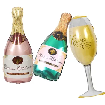 1 Ks Hliníkovej Fólie Balón Fľaša Šampanského Vína Skla Happy Birthday Party, Svadobné Dekorácie a Usporiadanie Dodávky Dekor