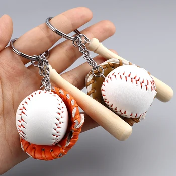 Mini Tri-kus Baseballové Rukavice Drevené Bat Keychain Športové Auto Kľúč Reťazca Krúžok na Darček Pre Muža, Ženy, Mužov Darček 11 cm, 1 Ks