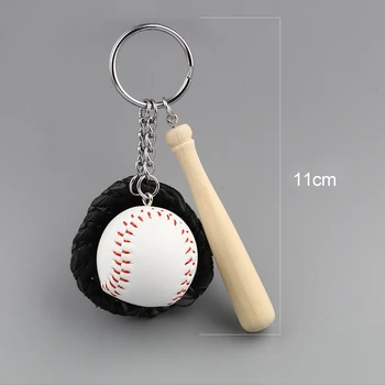 Mini Tri-kus Baseballové Rukavice Drevené Bat Keychain Športové Auto Kľúč Reťazca Krúžok na Darček Pre Muža, Ženy, Mužov Darček 11 cm, 1 Ks