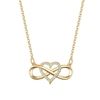 Nové Módne Európskej a Krásne Zlaté Srdce-Tvarované Šťastie 8 Diamond Láska Srdce Prívesok Náhrdelník Šperky