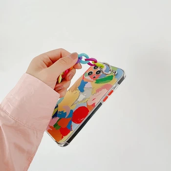 Móda Rainbow Zápästie Chian Telefón puzdro Pre iPhone 12 11 Pro Max XS Max XR X 7 8 Plus SE 2020 Odovzdanie Popruh Umenie Graffiti Prípadoch