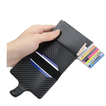 Nové pánske Smart Peňaženky Módne Kože Kreditnej Karty Držiteľ Unisex Bežné Hliníkovej Zliatiny Pop-Up Krátke Smart Peňaženky Mini Kabelku