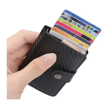 Nové pánske Smart Peňaženky Módne Kože Kreditnej Karty Držiteľ Unisex Bežné Hliníkovej Zliatiny Pop-Up Krátke Smart Peňaženky Mini Kabelku