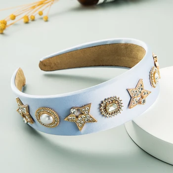 Nádherné Barokové Drahokamu Star hlavový most pre Ženy Vintage Simulované Pearl Iskrivý Crystal Farebné Crystal Hairband Headpiece