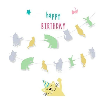 3m Modrá Zelená Roztomilý Šteňa Narodeniny Psa, Mačky Garland Zábavné Birthday Banner Zvierat Tému Strany Bunting Baby Sprcha Dekorácie