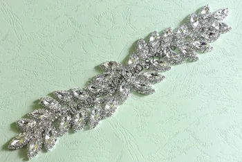5.5*24,5 cm leaf krištáľové sklo drahokamu nášivka svadobné svadobné pás kameň dlho kamienkami trim vysokej kvality, krištáľové ozdoby