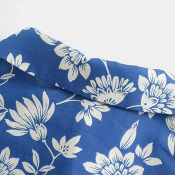 LVWOMN Za Dámske Dlhé Šaty 2021 Lete Vintage Blue Print Midi Tričko Šaty Žena Elegantné Prehrabať Dovolenku Sundress Bežné Šaty