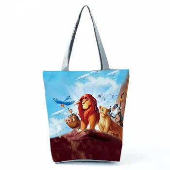 Lion King Vytlačené Kabelka Disney Ženy Taška Cez Rameno Móde Eco Opakovane Nákupní Taška S Vysokou Kapacitou Plážová Taška Cartoon Tote
