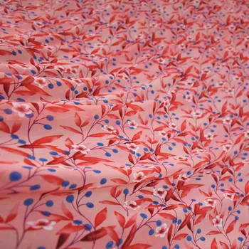 Pol Metra Tmavo Ružový Kvet Blue Berry Tlač Šifón Textílie Pre Šaty Cheongsam Dievča Odev, Mäkké, Tenké Transparentné T1642