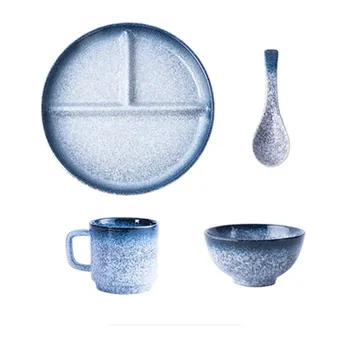FANCITY Japonský štýl rozdelené dosky keramické tanieri rozdelené jedlo systém domácnosti jedna osoba potravín, deliace dosky dospelých kartu