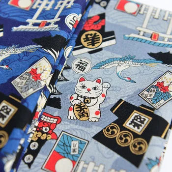 Dobrý 110 cm Šírka Japonsko Kawaii Šťastie Mačka Potlačené Bavlnené Tkaniny Pre Šitie Patchwork Hobby, Takže Ženy Šaty Deti Oblečenie