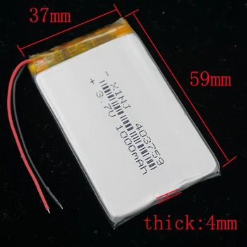 XINJ 3,7 V 1000mAh Polymer Li Lítiové Batérie, 403759 Pre MP4 MP5 GPS, PSP E-book Jazdy Rekordér DVR Kamera DVC