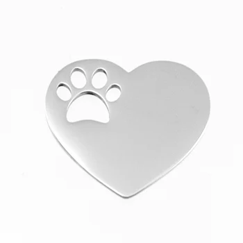 Z nehrdzavejúcej Ocele Pes/mačka packa v srdci kúzlo pet mačka meno psa značky leštené zrkadlo prívesok 50pcs