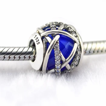 Módne Šperky Robiť Galaxy Kúzlo Royal Blue Crystal Šterlingov Strieborné Korálky Pre Ženy Sa Hodí Pôvodné 925 Strieborné Náramky