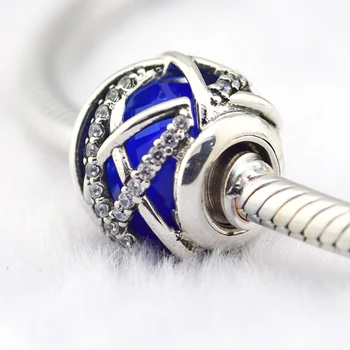 Módne Šperky Robiť Galaxy Kúzlo Royal Blue Crystal Šterlingov Strieborné Korálky Pre Ženy Sa Hodí Pôvodné 925 Strieborné Náramky