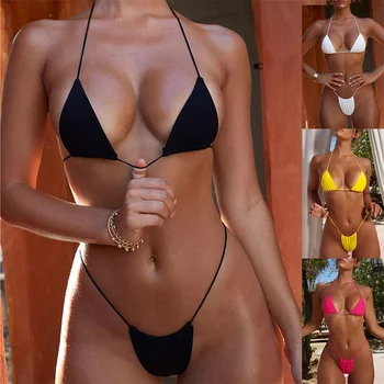Nový Sexy Bikini Set Ženy, Plavky Vysoký V Strede Zúžený Plavky Plávať Okolo Push Up Bikiny Nastaviť Unpadded Podprsenka Bralette Plavky