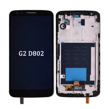 Pre LG G2 D802 LCD Displej Dotykový displej + Digitalizátorom. s montážou rámu Čierna a biela lcd bez rámu na G2 D802