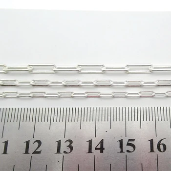 925 sterling silver hollow Square obdĺžnik tenké Retiazky na výrobu šperkov Náhrdelník príslušenstvo 2.5-3.6 mm 20 cm