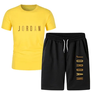 2 sady pánske T-shirt šortky v lete-krátke rukávy nohavice tenké nohavice, športové oblečenie, pánske basketbal košele