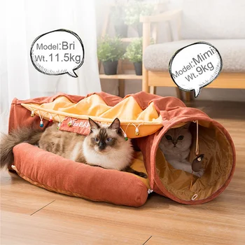 Mačka Posteľ Dom Odnímateľný Skladacie Mačka Tunel Pet Nábytok Šteňa Miest Pre Malé Psy Mat Mačka Dodávky Spanie Pet Produktov
