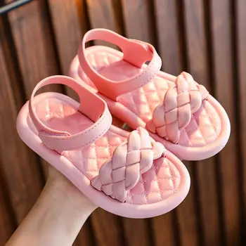 Módne sandále na Suchý zips Mäkké Dno Non-slip Základnej Školy Plážové Sandále Lete 2021 Nové Dievčatko Princezná Topánky