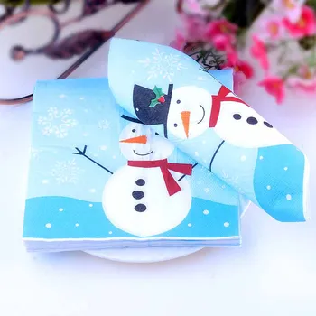 33*33 cm 20pcs/veľa Decoupage Servilletas Tabuľka Papierové Obrúsky Festival Vianočné Snehuliak Vytlačené Obrúsky Snowflake Modrá Tkaniva