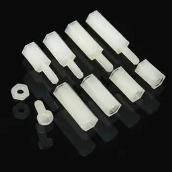 M2 Nylon Biely Plast Hex Dištančné Skrutky Matice Stand-off Plastový Sortiment Kit Set 120 ks/box
