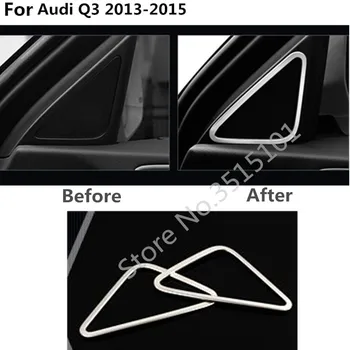 Auto styling Nehrdzavejúcej ocele Auto stĺpec Audio Hovoriť Okna Sklo Strane trojuholníka lampa 2 ks trim Pre Audi Q3 2013