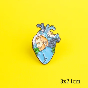 Van Gogh Srdce Preklopke Kolíky Olejomaľba Tichom Svet, Motýľ, Ruža Srdce Brošne Klopě Pin Odznak Šperky Pre Priateľov