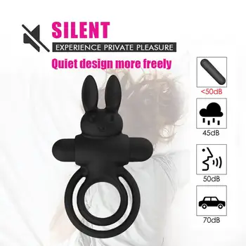 Bezdrôtové Diaľkové Bunny Oneskorená Ejakulácia Penis Krúžok Vibrátor USB Nabíjanie Silikónové Kohút Vibračný Krúžok Na Penis Pre Sex Pre Mužov