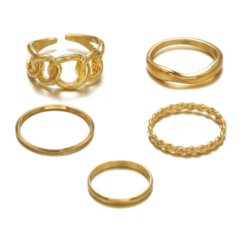 Elegantné Zlaté Strieborné Farebné Geometrické Punk Prstene Sady pre Ženy Otvorenie manžety ukazovák Pracky Spoločné Chvost Krúžky Nastaviť Ženské Šperky
