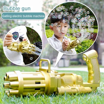 2-v-1 Elektrický Bublina Stroj Pre Deti Automatické Gatling Bubliny Zbraň Hračky Lete Mydlovou Vodou Bublina Maker Pre Deti Darček Hračky