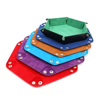 Rôzne Farby Skladacie Kocky Zásobník Box PU Kožené Skladacie Hexagon Obdĺžnik Mince Námestie Zásobník Kocky Hra