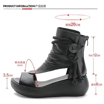 Ženy Letné Sandále Polovice Podpätky Kliny Topánky Dámske Ročníka PU Kožené Plus Veľkosť Sandalias Mujer Sapato Feminino 2021