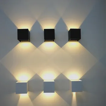 Vonkajšie led Veranda svetla Záhradné Nástenné Svietidlo Vodeodolné IP65 nastaviteľné stenu sconces White black cube box led nástenné Svetlo