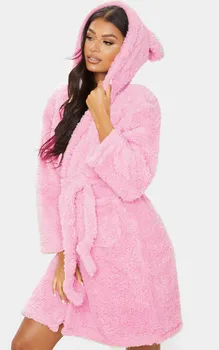 2021 Ženy Župan Nightgown Hrubé Teplé Oblečenie Zimné Unisex Luxusné Pyžamo Ružová Roztomilý Zvierat Flanelové Vaňa Sleepwear Plavky