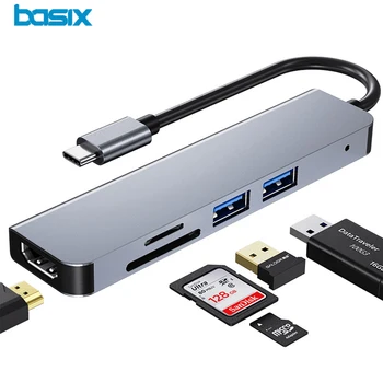 Usb C Hub Nabíjací Port Adaptér Typ C Do USB3.0 4K kompatibilný s HDMI pre Mackbook pro PD USB 3.0 TF/SD Karty Converter Hub