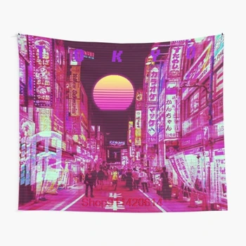 Tokio vaporwave gobelín Nástenné Gobelíny Nástenné Závesné Steny Výzdoba prehoz cez posteľ Wall Art Prehoz posteľná bielizeň Opony Osobné Tabuľku