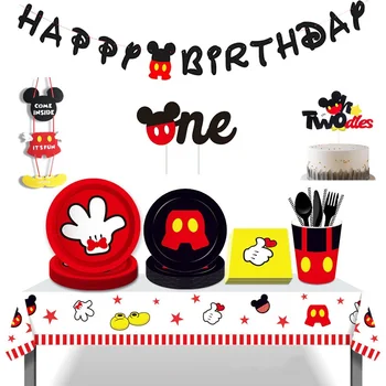 Disney Mickey Mouse Tému Party Jednorázový Riad Dekorácie 8-osoba Package Strana navrhne Riad Detí Večera Súbor