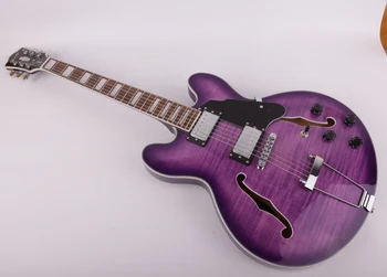 Kvalitný jazz duté telo f otvor fialová dvojitého rezu elektrická gitara doprava zadarmo