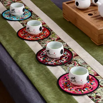 Čínsky Štýl, Tvorivé Tabuľka Mat Textílie Etnických Výšivky, Tkaniny Umenie Tácky Placemat Šálku Čaju Mat Riad Domov Príslušenstvo