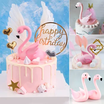 Tropické Ružové Plameniaky Cake Decor Letné Svadby, Narodeniny Havajskej Pláži Labutie Krídlo Cupcake Vňaťou Happy Birthday Party Dekor Dieťa