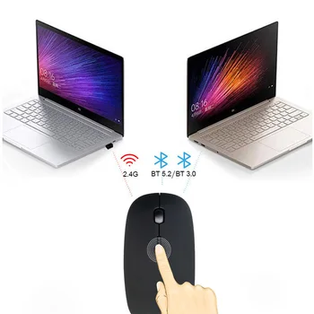 3 Režim 2,4 Ghz Bezdrôtové + Bluetooth 2 V 1 Cordless Mouse 1600 DPI Ultra-tenký Ergonomický Prenosné Optické Myši Počítača PC