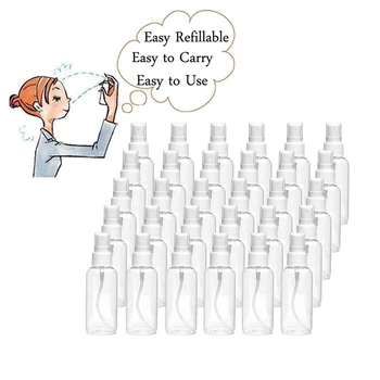 25Pcs 50Ml+30Pcs 30 ml Sprejová Fľašu Transparentné Naplniteľné Prázdne Plastové Hmly Cestovná Fľaša pre Esenciálne Oleje DIY krásy produktu