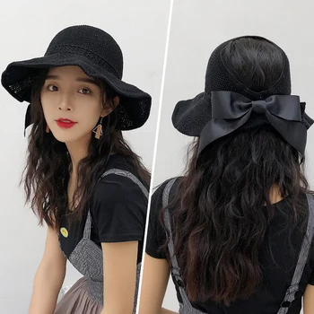 2019 lete ženy móda nádherné slnko klobúk clonu luk bežné anti-UV skladacie široký vonkajší opaľovací krém ženy klobúk veľkoobchod