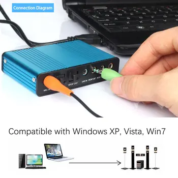 Notebook Chipset Profesionálny USB Zvuková Karta 6-Kanálové 5.1 Optické Externé Zvukové Karty Converter CM6206