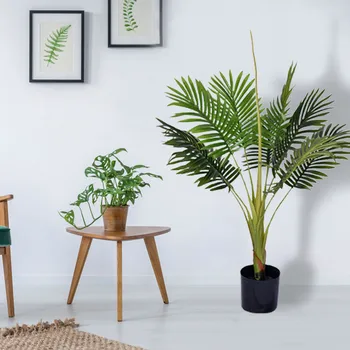 Umelé Rastliny Zelené Palmové Listy Monstera Domov, Záhrady, Obývacia Izba, Spálňa, Balkón Dekorácie Tropické Plastové Falošné Rastlín