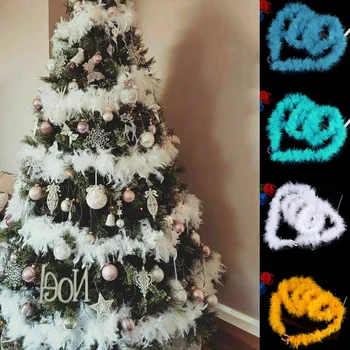 2M Vianočný Stromček Biele Pierko Boa Pásy Vianoce Páse s nástrojmi Strany Garland Dekorácie Odevy, Textílie DIY Plavidlá